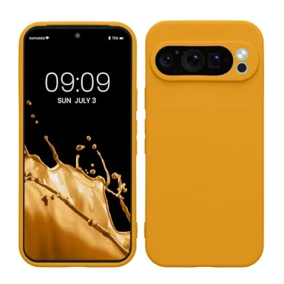 Abbildung von kwmobile Handyhülle kompatibel mit Google Pixel 9 Pro Hülle Handy Case aus weichem Silikon in Mango