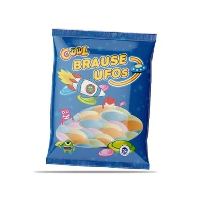 Abbildung von Cool Brause Mini Ufos mit Schleckpulver Brausefüllung, Fruchtgeschmack, Flowpack 1 x 39 g