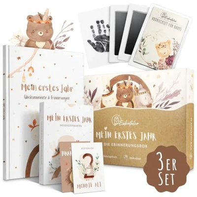 Abbildung von Eulentaler Tagebuch I Die Erinnerungsbox Mein erstes Jahr Von Pädagogen gestaltet, Babytagebuch, 48 Meilensteinkarten &amp; Abdruckset