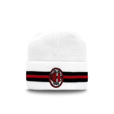 Abbildung von AC Milan Wintermütze mit gesticktem Logo auf der Klappe, Weiß, Schwarz, Rot, Acryl, Unisex, Einheitsgröße
