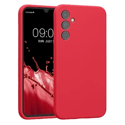 Abbildung von kwmobile Handyhülle kompatibel mit Samsung Galaxy A34 5G Hülle gummierte Handy Case aus Silikon in Awesome Pink