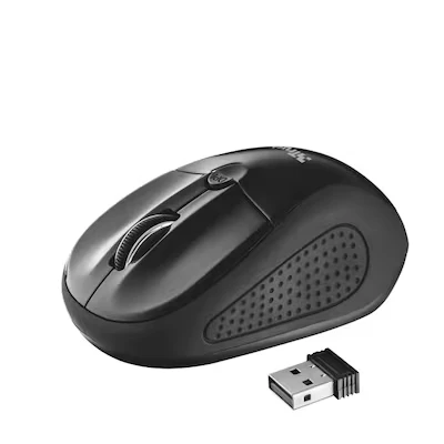 Abbildung von Trust Primo Kabellose Optische Maus, Maus für Laptop mit Speicherbarem USB Empfänger, 1000 1600 DPI, Links und Rechtshänder, PC, Laptop, Mac Schwarz