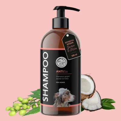 Abbildung von Annimally Anti Zecken und Flohshampoo Hund Shampoo gegen Zecken, Flöhe &amp; Milben für Hunde Hundeshampoo mit Neem Extrakt (500ml)