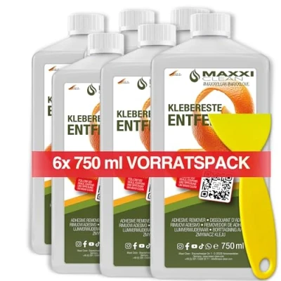 Abbildung von Klebstoffentferner Etikettenlöser 6x 750 ML mit Zitrusduf Extrem starker Entferner für hartnäckige Etiketten, Aufkleber &amp; Klebereste Etikettenentferner
