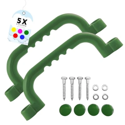 Abbildung von GO!elements Haltegriff und Spielhaus Zubehör Outdoor Klettergriffe Kinder Haltegriffe Spielturm oder Baumhaus inkl. Befestigungsmaterial Paarweise (2 Stück), Farbe: Grün