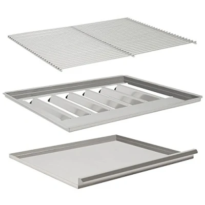 Abbildung von BBQ Toro Grillrost Set 60 x 48 cm verchromter Stahl mit Flammenblech und Fettwanne, für Gastrobräter (64 52 cm), 3 flammig Tischgasgrill, Gastischgrills, Gastischgrill Gasgrillzubehör