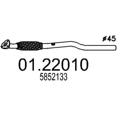 Abbildung von MTS 01.22010 Abgasrohr 1280 vorne für Mittelschalldämpfer OPEL: Astra H Caravan, Schrägheck, GTC