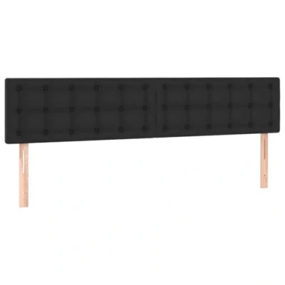 Abbildung von vidaXL LED Kopfteil, Bettkopfteil mit Holzbeinen, Höhenverstellbar Polsterkopfteil für Bett, Betthaupt Bettzubehör Schlafzimmer, Schwarz 200x5x78/88cm Kunstleder