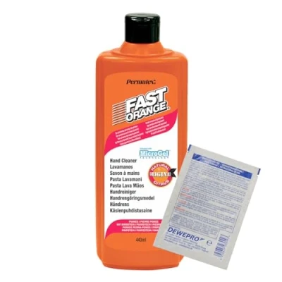 Abbildung von Fast Orange Handwaschpaste Flasche à 440 ml Effektive Reinigung mit pflegenden Inhaltsstoffen inkl. 1 St. DEWEPRO SingleScrubs