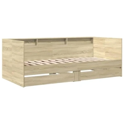 Abbildung von vidaXL Tagesbett, Gästebett mit 2 Schubladen Rollen, Schlafsofa für Schlafzimmer, Bettsofa Sofabett Daybed Bett, Sonoma Eiche 100x200cm Holzwerkstoff
