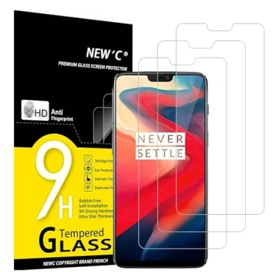 Abbildung von NEW&#039;C 3 Stück, Panzer Schutz Glas für OnePlus 6, Frei von Kratzern, 9H Härte, HD Displayschutzfolie, 0.33mm Ultra klar, Ultrabeständig