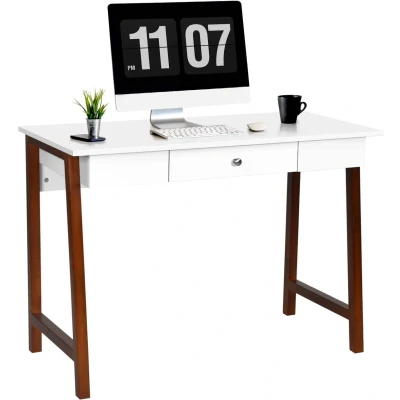 Abbildung von COSTWAY Schreibtisch Computertisch, Holz, mit Schublade, 106 X 50 75,5 cm