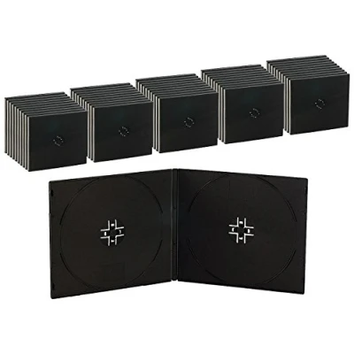 Abbildung von PEARL CD Hüllen Jewel Case: Doppel Slim Soft Boxen im 50er Set, 7 mm, schwarz (CD Schutzhüllen, Jewel, Aufbewahrung)