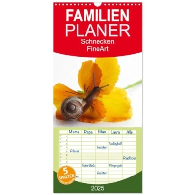 Abbildung von Familienplaner 2025 Schnecken FineArt mit 5 Spalten (Wandkalender, 21 cm x 45 cm), CALVENDO