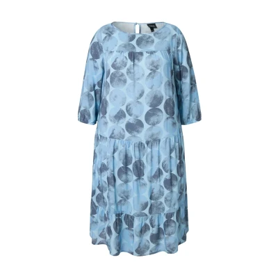 Abbildung von Ulla Popken DOT Print Flounce Panel Freizeitkleid, Damen, Größe: 54/56, Light blue