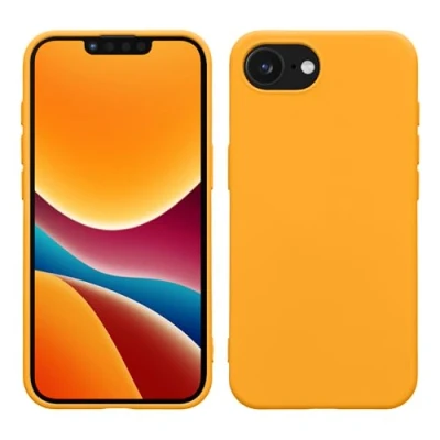 Abbildung von kwmobile Hülle kompatibel mit Apple iPhone 16e gummierte TPU Silikon Handyhülle Schutzhülle für kabelloses Laden Case in Fruity Orange