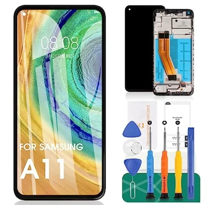 Abbildung von SRJTEK für Samsung Galaxy A11 Bildschirm Ersatz M11 LCD Display A115F A115M Touchscreen Digitizer Montage Reparatur Sets mit Rahmen (157,5 mm kleinere Größe)