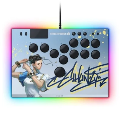 Abbildung von Razer Kitsune Optischer All Button Arcade Controller für PS5 und PC (Layout mit 4 präzisen Bewegungstasten, Flache lineare optische Switches von Razer, Dünnes, portables Gehäuse) Chun Li Ed.