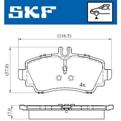 Abbildung von SKF VKBP 80220 Bremsbelagsatz für Verschleißwarnanzeiger vorbereitet