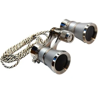 Abbildung von HQRP 3 x 25 Theaterglas Fernglas Platinum mit silberem Zierleisten/Halskette von zentralem Focus