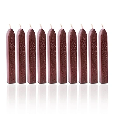 Abbildung von 10 Stück Weinrot Siegelwachs Dichtungs Wachs Versiegelung Sticks mit Docht für Retro Vintage Siegel Stempel