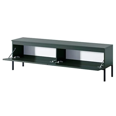 Abbildung von Selsey TV Schrank Board Sideboard Fernsehtisch Fernsehschrank Mit Schränken 175 cm Schwarze Beine Dunkelgrün Bemmi
