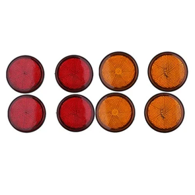 Abbildung von Almencla 8 Stück Rund Reflektor Katzenauge Rückstrahler, E Prüfzeichen, Ø 55mm, Rot/Orange, Schraubbar, Leichter Einbau