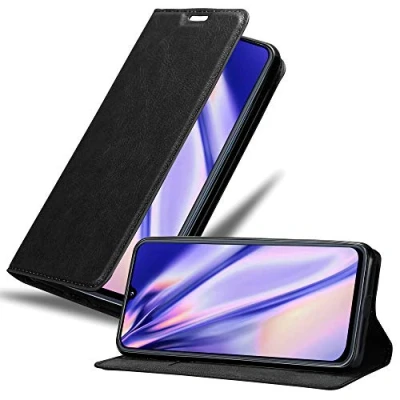 Abbildung von Cadorabo Hülle kompatibel mit Samsung Galaxy A40 aus Premium Kunst Leder Flip Klappbare Stoßfeste Magnetische [Standfunktion] [Kartenfächern] Cover für Tasche in Schwarz