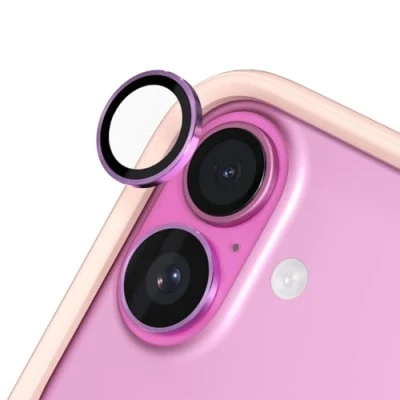 Abbildung von RhinoShield 9H Tempered Glass Kameraprotektoren, kompatibel mit [iPhone 16 Pro Max] Stoß und Kratzfest, hohe Klarheit, explosionssicheren Schutz, Anti Beschlag Technologie Pink