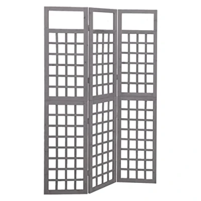 Abbildung von vidaXL Tannenholz Massiv Paravent Spalier 3 TLG. Rankhilfe Raumtrenner Raumteiler Trennwand Umkleide Sichtschutz Spanische Wand Grau 121x180cm
