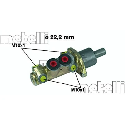 Abbildung von METELLI 05 0196 Hauptbremszylinder 22,20 Gusseisen VOLKSWAGEN: TRANSPORTER 4 Bus, GOLF 2, 3, SEAT: Ibiza 2