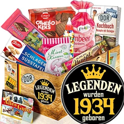 Abbildung von Legenden 1934 / Suessigkeiten Box DDR/Geburtstagsgeschenk für Ihn 90.