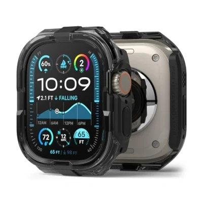 Abbildung von Ringke Fusion Bumper Kompatibel mit Apple Watch Ultra 2/1 Hülle, [Doppelschichtiger] Robuster Rahmenschutz Transparente Farbe Schutzhülle Black