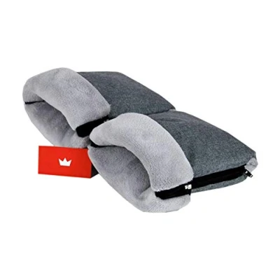 Abbildung von BabyLux Handmuff für Kinderwagen Buggy MUFF Reißverschluss Handwärmer Handschuhe (MR8 Grau55 + Minky Grau)