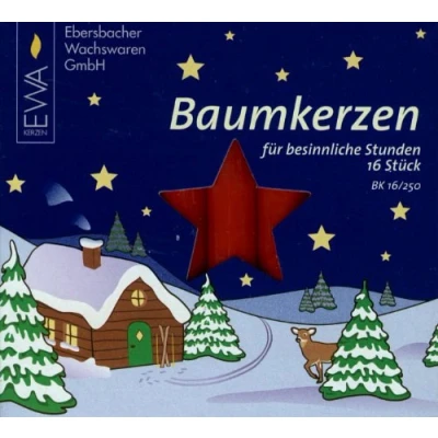 Abbildung von Ebersbacher Kerzenfabrik Baumkerzen rot , 16 Stück Größe 14x110 mm BK16/250