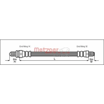 Abbildung von METZGER 4112502 Bremsschläuche 314 M10 x 1 FORD: Sierra Mk2 Limousine, Scorpio Mk1 Schrägheck