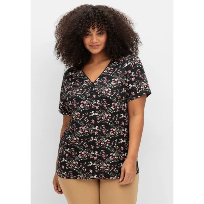 Abbildung von Sheego Tshirt print, Damen, Größe: 48, Schwarz gemustert