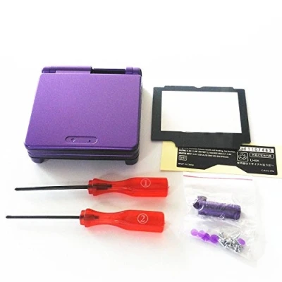 Abbildung von Gehäuse und Werkzeug für GBA SP Gameboy Advance SP, Reparaturteil (Violett)