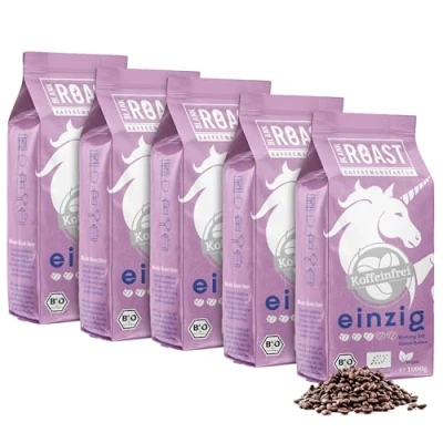 Abbildung von Blank Roast EINZIG 1kg (5er Pack) BIO Kaffeebohnen koffeinfrei 100% Arabica aus Peru schonend &amp; umweltfreundlich entkoffeiniert säurearm mit voller Crema ideal für jede Zubereitungsart