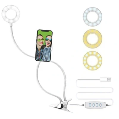 Abbildung von DigiPower 3&quot;&quot; Selfie Ringlicht mit Cliphalter, 3 Beleuchtungsmodi, 10 Helligeitsstufen, Smartphone Halterung (iOS/Android), kabellose Fernbedienung, für Make Up, YouTube, TikTok und Vlogging&quot;, DP VLR3