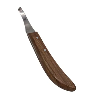 Abbildung von AMKA Hufmesser rechts einschneidig mit Holzgriff