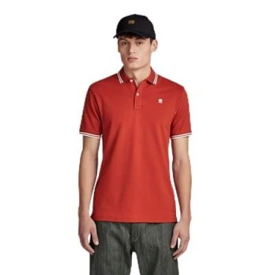 Abbildung von G STAR RAW Men&#039;s Polos Dunda Slim Stripe Polo, Orange (rooibos tea D17127 5864 G052), M