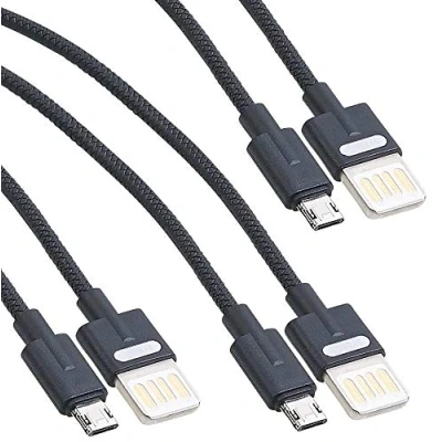 Abbildung von Callstel Micro USB Ladekabel: 3er Set Lade &amp; Datenkabel auf USB, zweiseitige Stecker, 1 m (Ladekabel Huawei, Ladekabel Kompatibel mit Samsung Galaxy A5, Festplatten Adapter)