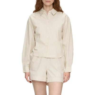Abbildung von QS Gestreiftes Hemdbluse, Damen, Größe: 36, Creme