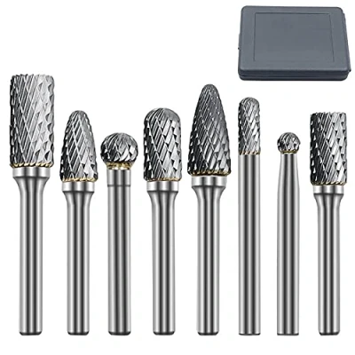 Abbildung von ASNOMY Wolframcarbid Fräser 8 Stück Raspel Set 6mm &amp; 10mm 12mm Hartmetall Rotary Frässet Frässtifte für Schneidschleifer, Metallschnitzen, Polieren, Gravieren mit 6 mm Schaft Bit