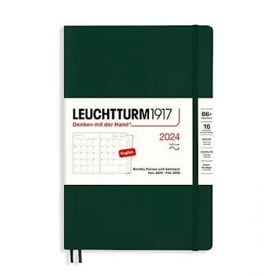 Abbildung von LEUCHTTURM1917 367573 Monatsplaner mit Notizbuch, Softcover, Paperback (B6+) 2024, 16 Monate, Forest Green, English