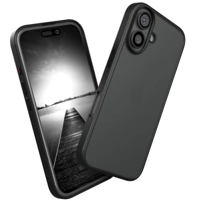 Abbildung von EAZY CASE Outdoor Hülle für iPhone 16 hochwertige Matte Schutzhülle mit Ultra Aufprallschutz [Samtweiche Haptik] Stoßfest und Kratzfest Handyhülle Kameraschutz Schwarz