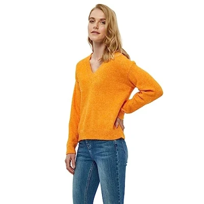 Abbildung von Desires Degea Vneck Pullover Strickpullover, Damen, Größe: XXL, M dark cheddar melange