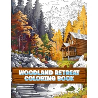 Abbildung von Woodland Retreat: Adult Coloring Book with 100 Pages of Wooden Cabin, Forest, Rivers, Creaks and Nature Landscapes for Stress Relief, Relaxation Mindful