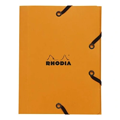 Abbildung von Rhodia 12168C Sammelmappe mit Gummizugverschluss, 3 Klappen, 12x16 cm, praktisch und robust, Orange, 1 Stück